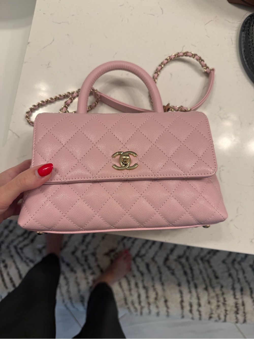 Chanel Quilted Top Handle Bag in Pastel Pink - Picture 16 of 16